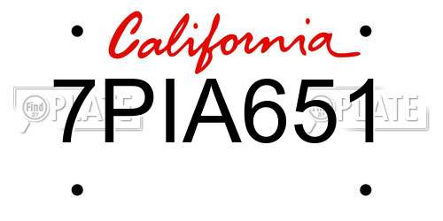 7PIA651 California License Plate