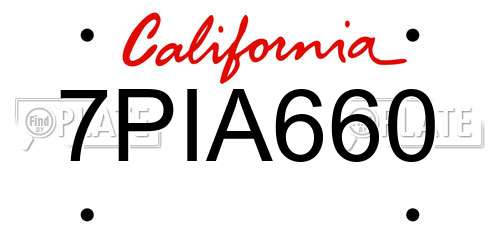 7PIA660 California License Plate