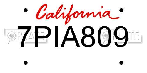 7PIA809 California License Plate