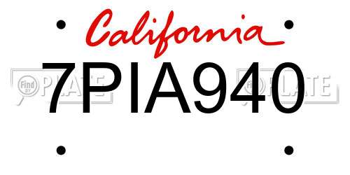7PIA940 California License Plate