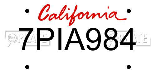 7PIA984 California License Plate
