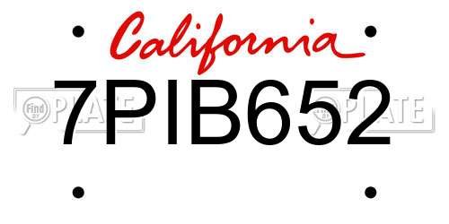 7PIB652 California License Plate