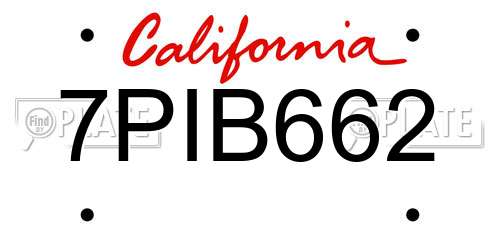 7PIB662 California License Plate