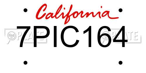 7PIC164 California License Plate