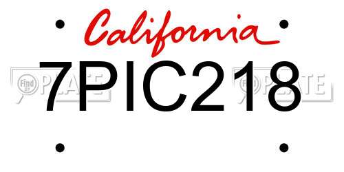 7PIC218 California License Plate