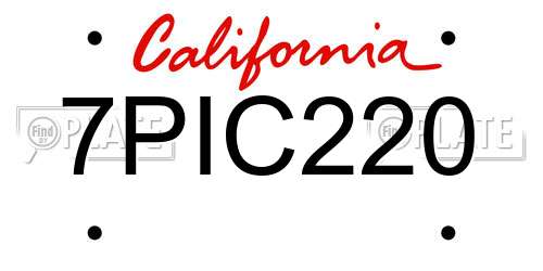 7PIC220 California License Plate