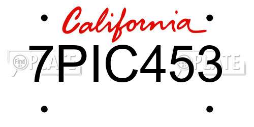 7PIC453 California License Plate