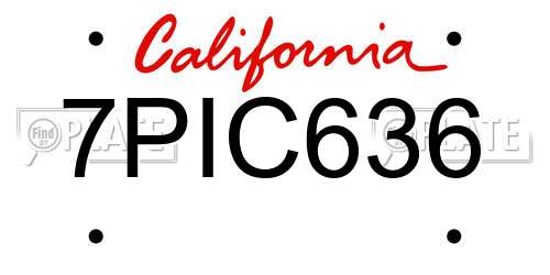 7PIC636 California License Plate