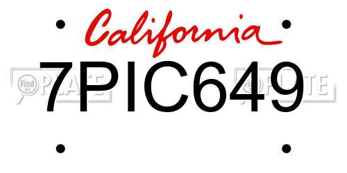 7PIC649 California License Plate