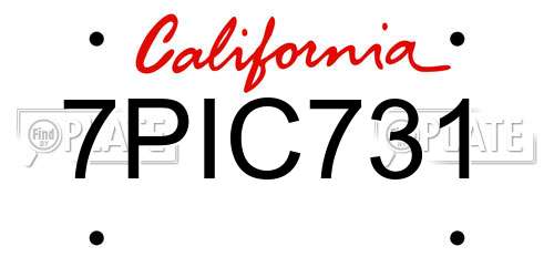 7PIC731 California License Plate