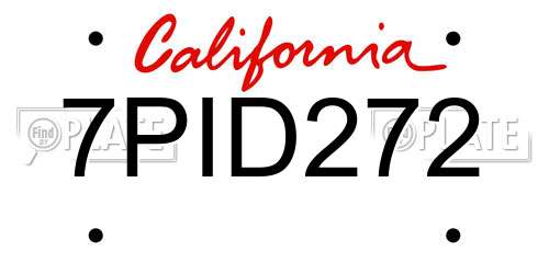 7PID272 California License Plate