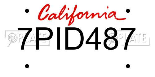 7PID487 California License Plate