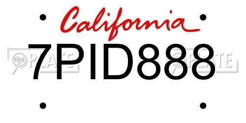 7PID888 California License Plate