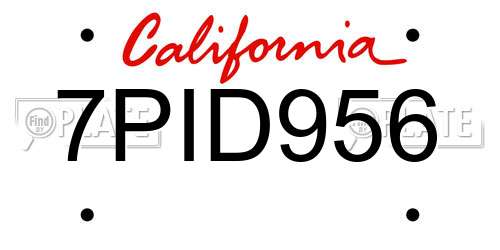 7PID956 California License Plate