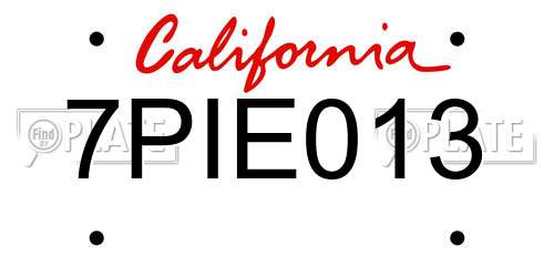 7PIE013 California License Plate