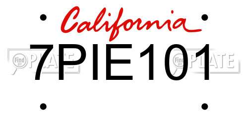 7PIE101 California License Plate