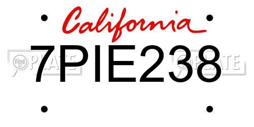 7PIE238 California License Plate