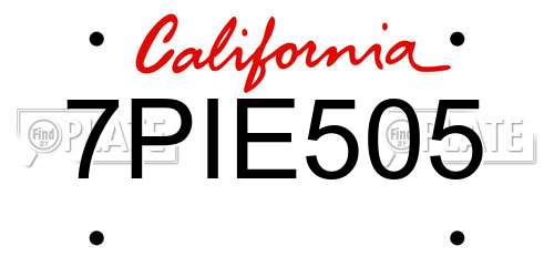 7PIE505 California License Plate