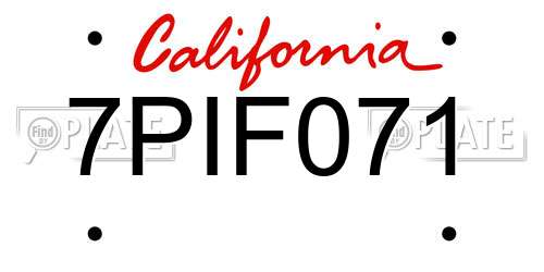 7PIF071 California License Plate