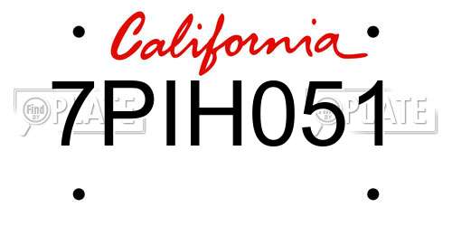 7PIH051 California License Plate