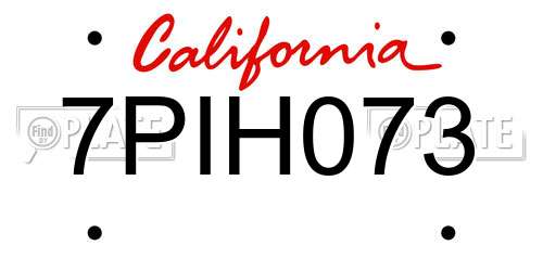 7PIH073 California License Plate