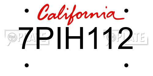 7PIH112 California License Plate