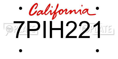 7PIH221 California License Plate
