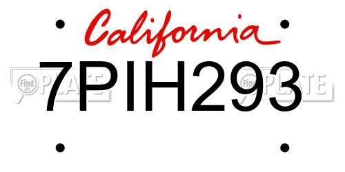 7PIH293 California License Plate