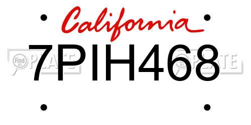 7PIH468 California License Plate