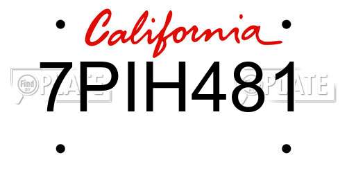 7PIH481 California License Plate