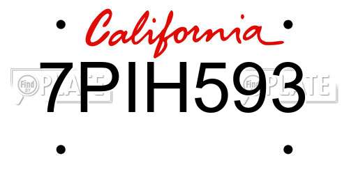 7PIH593 California License Plate