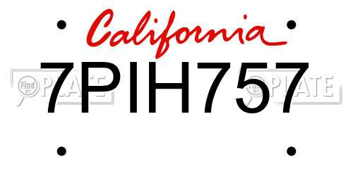 7PIH757 California License Plate