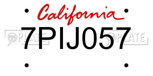 7PIJ057 California License Plate