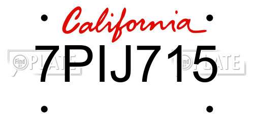 7PIJ715 California License Plate