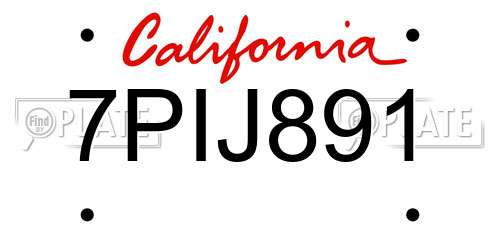 7PIJ891 California License Plate