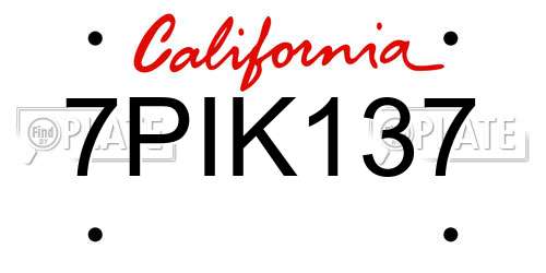 7PIK137 California License Plate