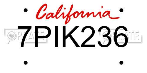 7PIK236 California License Plate