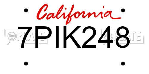 7PIK248 California License Plate