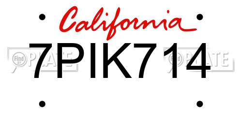 7PIK714 California License Plate