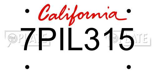 7PIL315 California License Plate