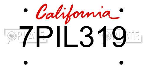 7PIL319 California License Plate