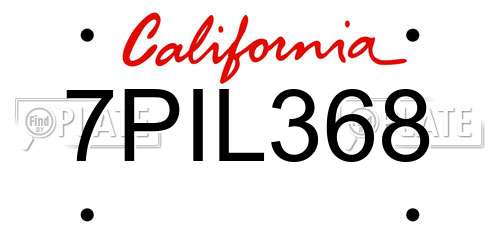 7PIL368 California License Plate