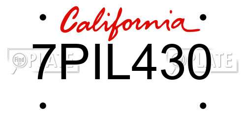 7PIL430 California License Plate