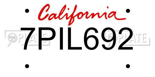 7PIL692 California License Plate