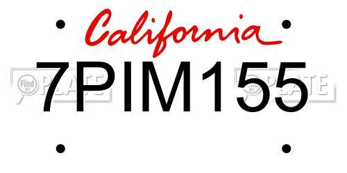 7PIM155 California License Plate