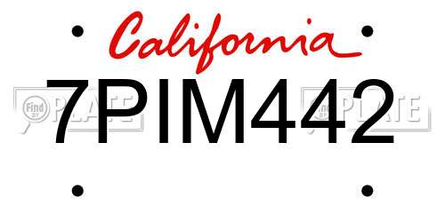 7PIM442 California License Plate