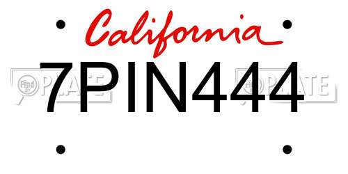 7PIN444 California License Plate