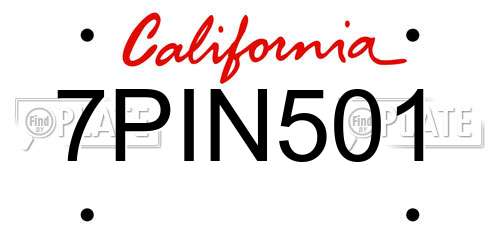 7PIN501 California License Plate