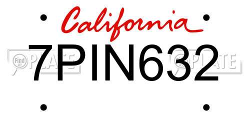 7PIN632 California License Plate