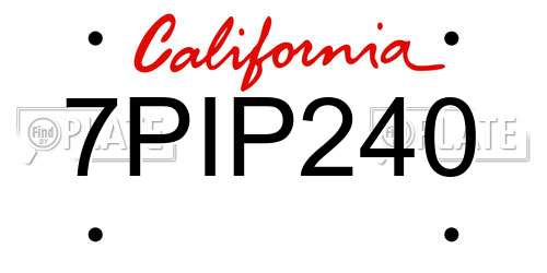 7PIP240 California License Plate